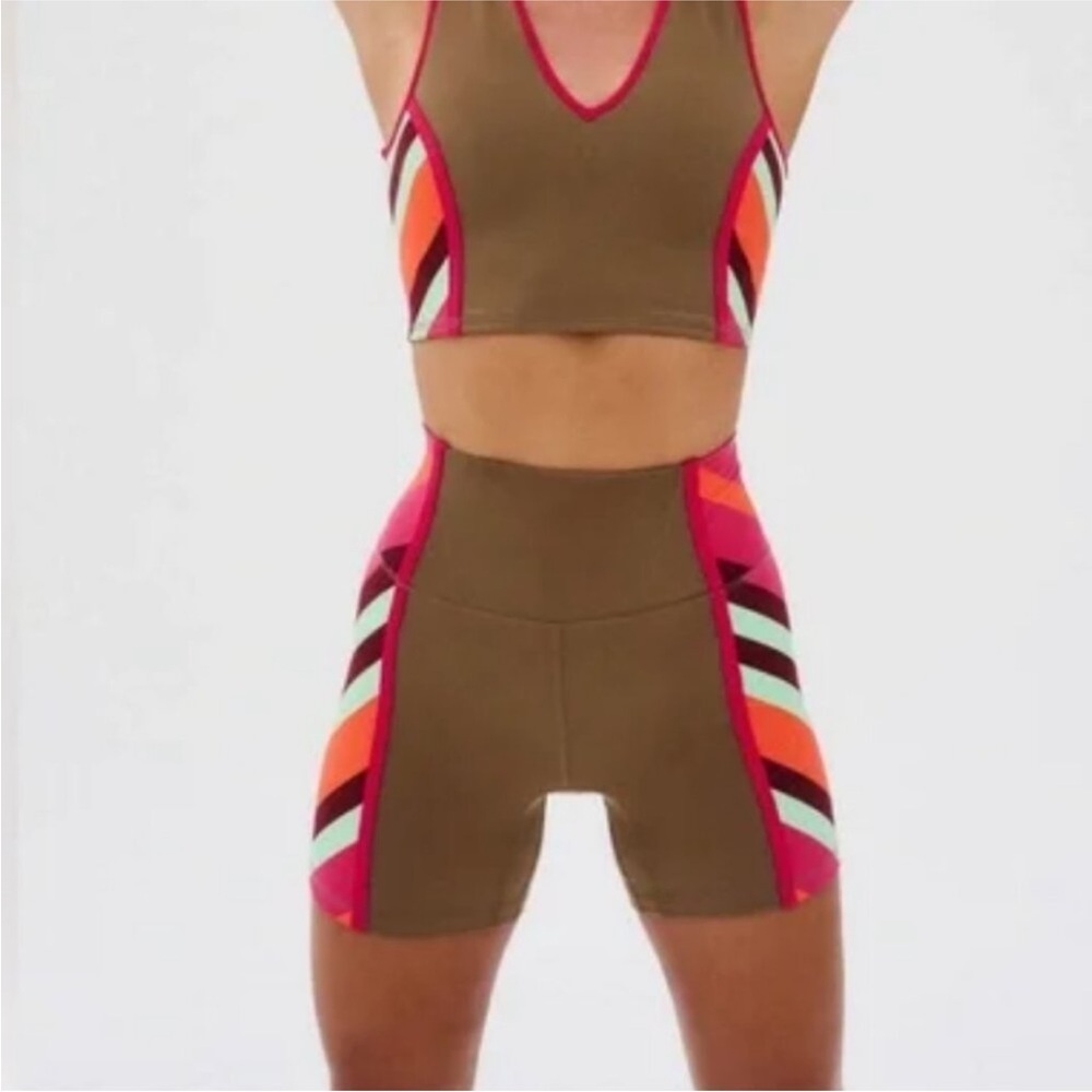 Free People Never Better Colorblock Bike Short In Moonrock Combo NWOT